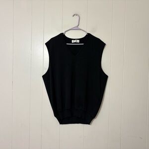 St. Croix Shop Black V-Neck 100% Wool Sweater Vest Size XL Classic